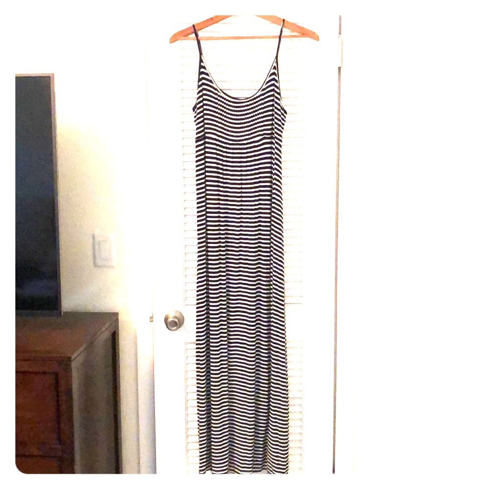 Calvin Klein Black and white striped maxi dress